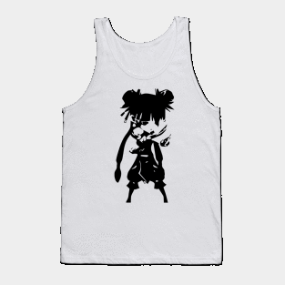 Kung Fu Girl minimal silhouette white Tank Top